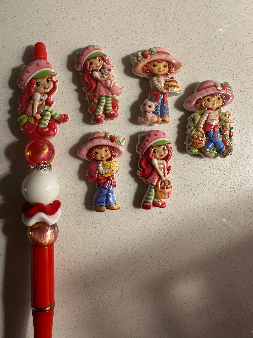 Strawberry Shortcake Inspired Beads (6 pcs set)