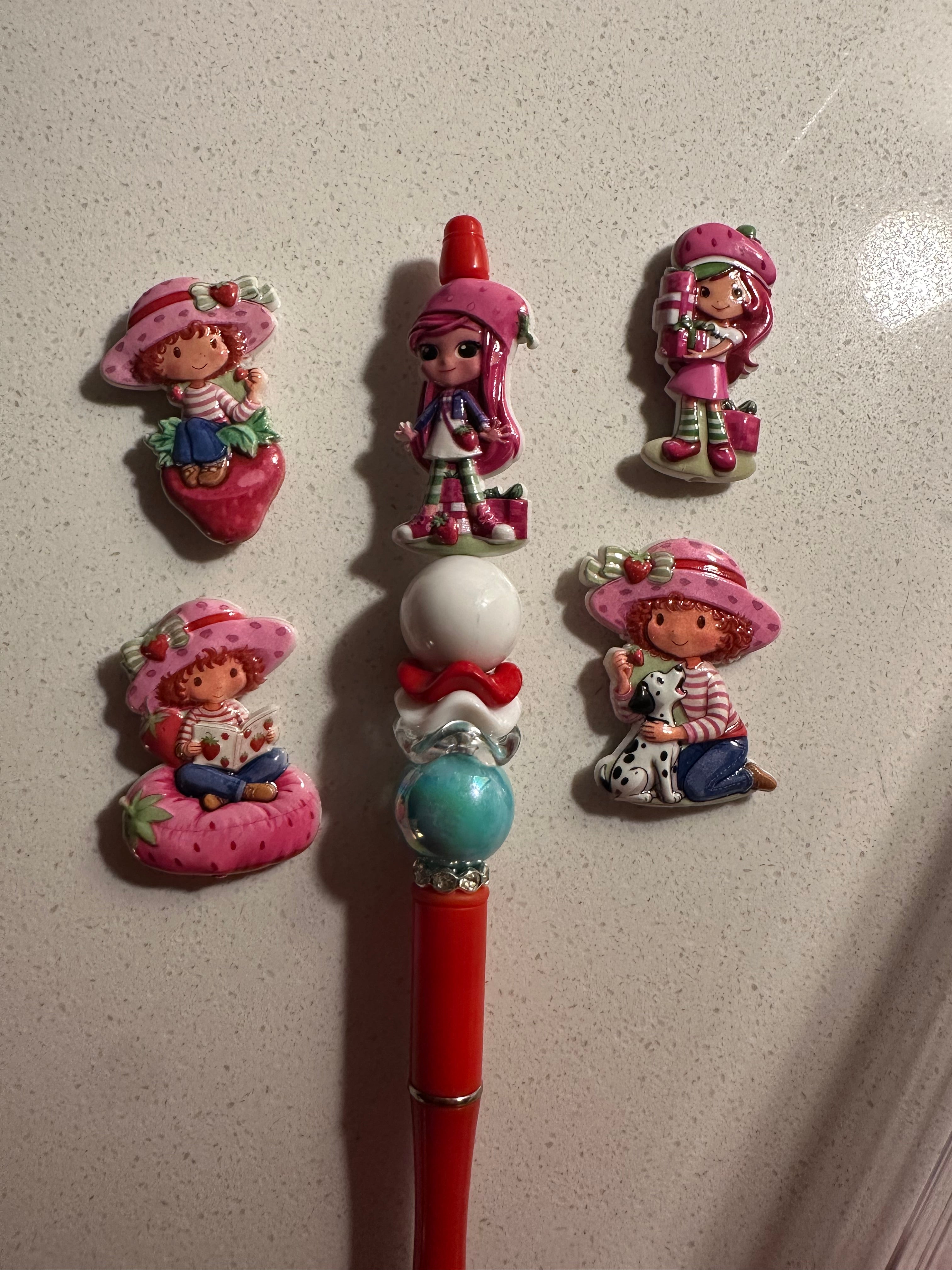 Strawberry Shortcake Inspired Beads (5 pcs set)