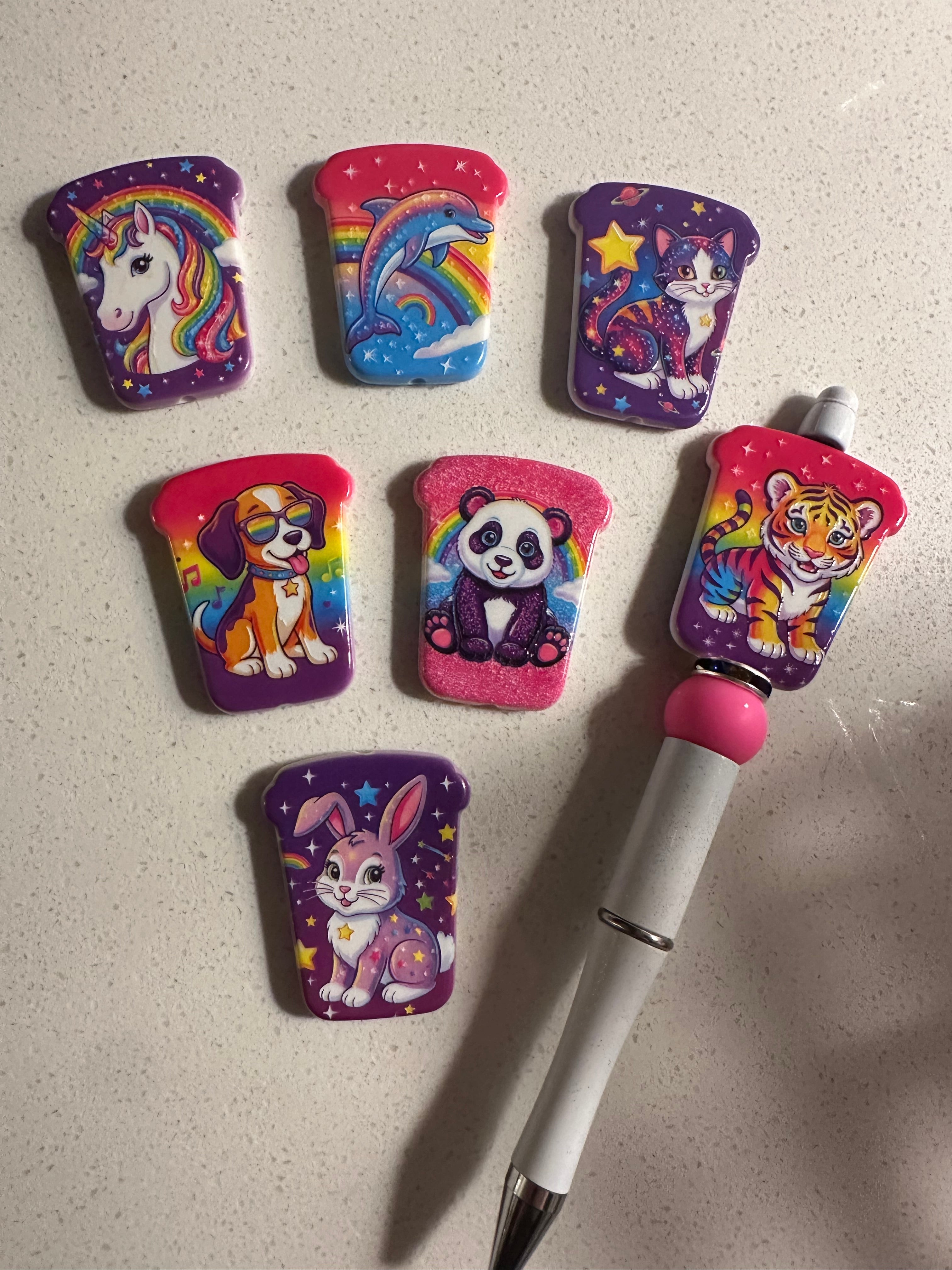 Lisa Frank Inspired Beads (7 pcs set)