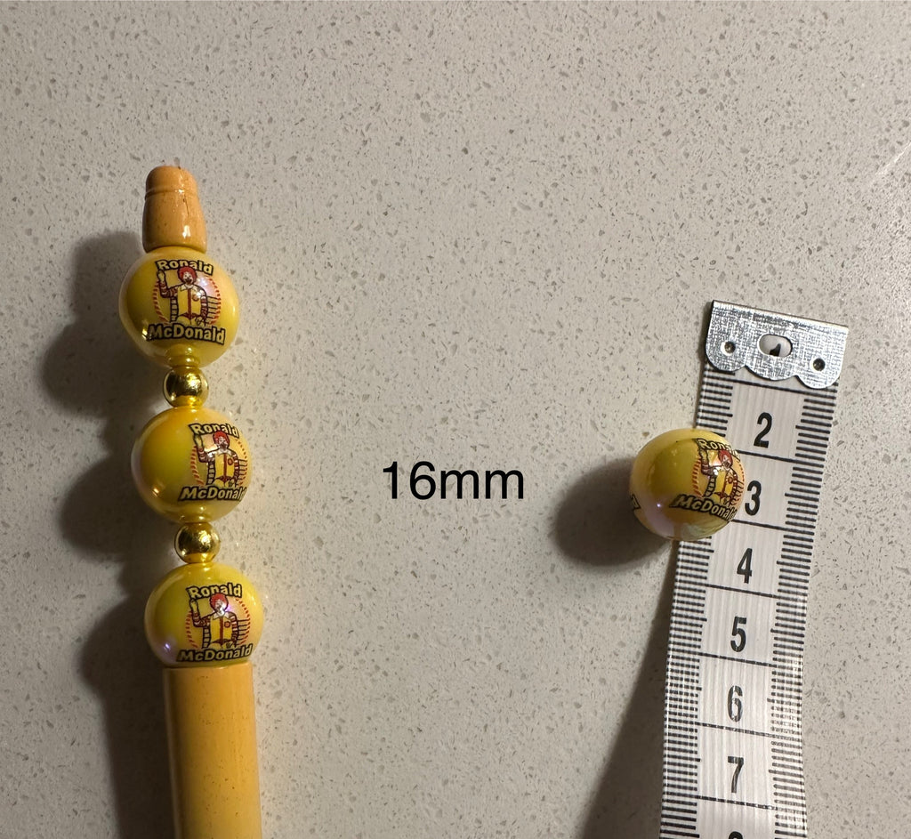 Ronald McDonald Inspired 16mm Beads (20 pcs)