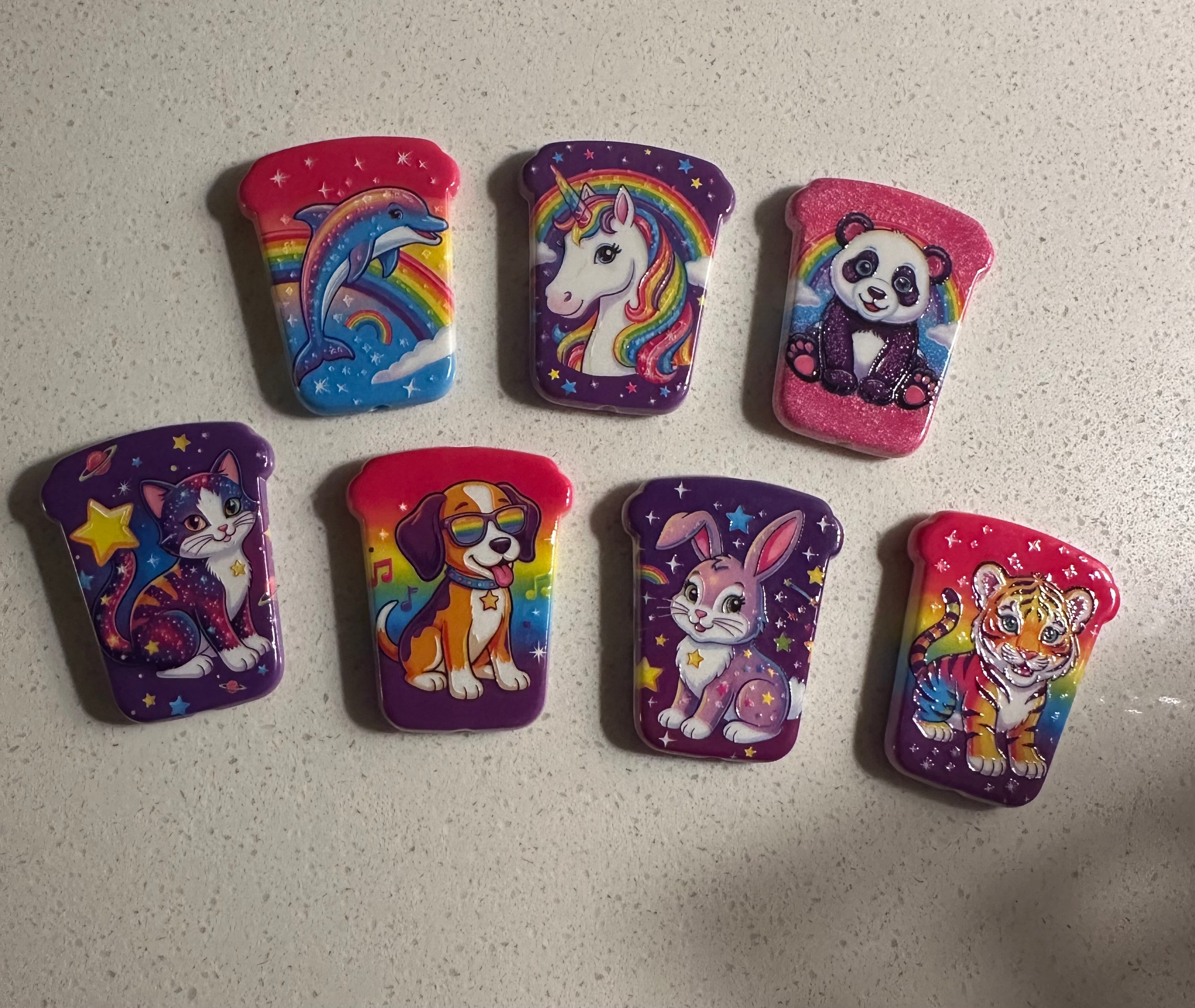 Lisa Frank Inspired Beads (7 pcs set)