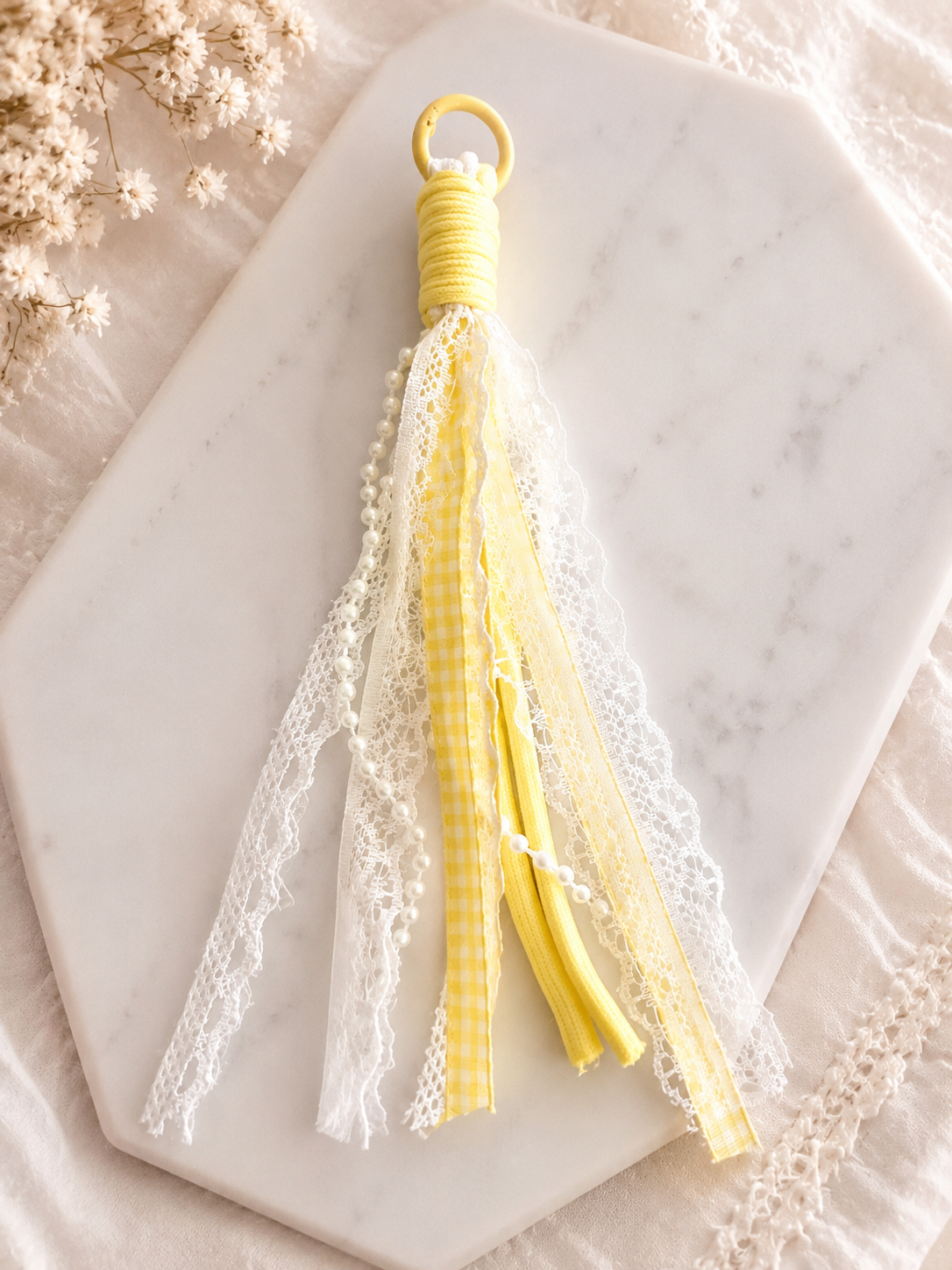 Lemon Lace Tassel Charm Handmade Decorative Tassel for Keychains, Bags, Journals & Gifts