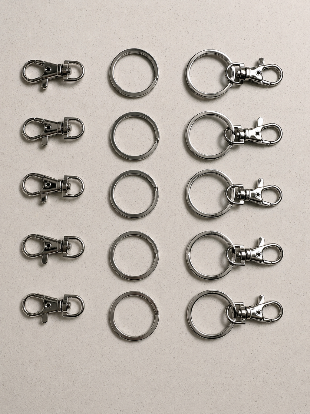 50PCS Metal Keychain Clip, 25Pcs Key Chain Rings and 25 Pcs Key Chain Clip Swivel Keychain Hook for Lanyard Jewelry DIY Craft (Silver)