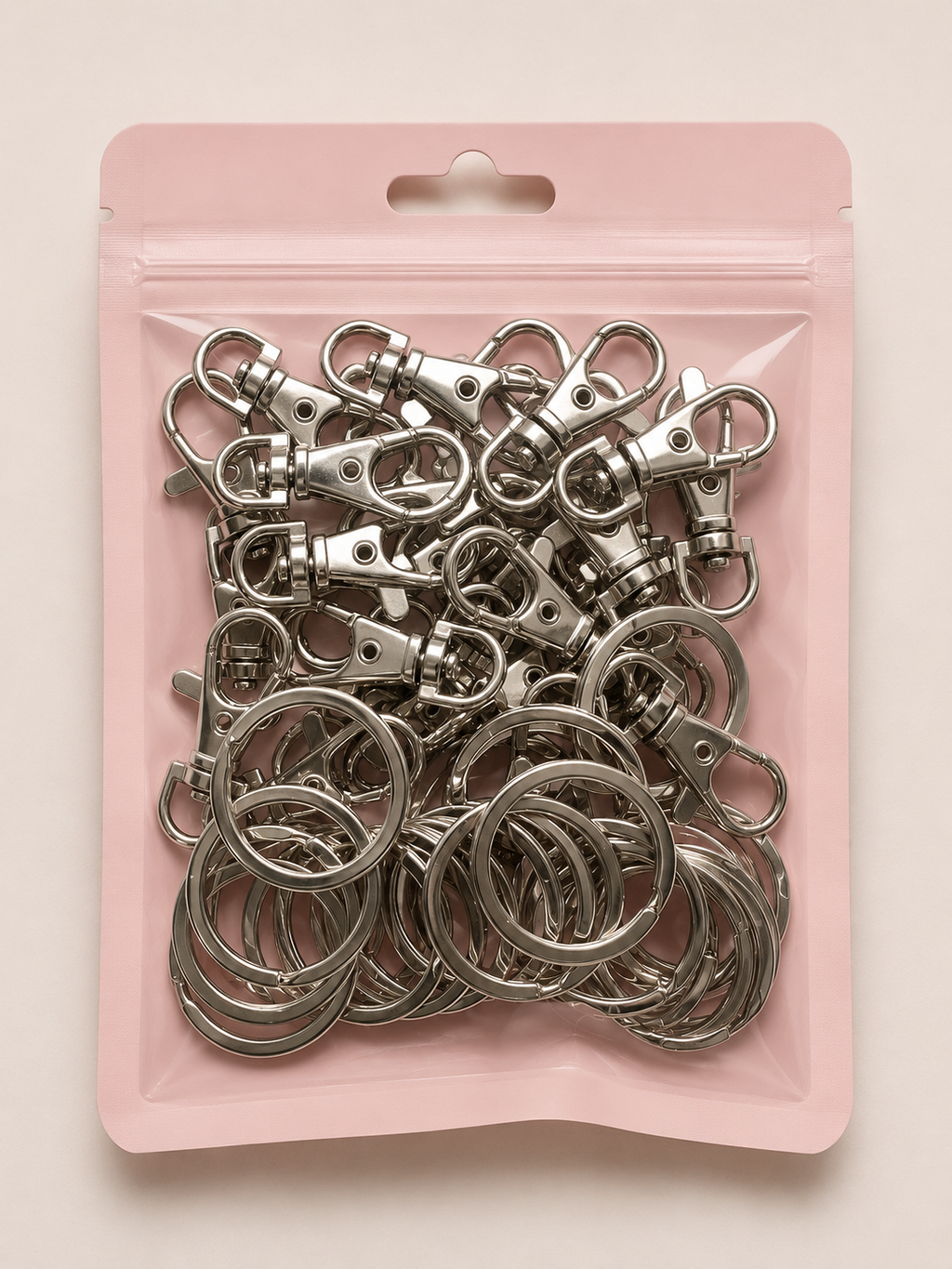 50PCS Metal Keychain Clip, 25Pcs Key Chain Rings and 25 Pcs Key Chain Clip Swivel Keychain Hook for Lanyard Jewelry DIY Craft (Silver)