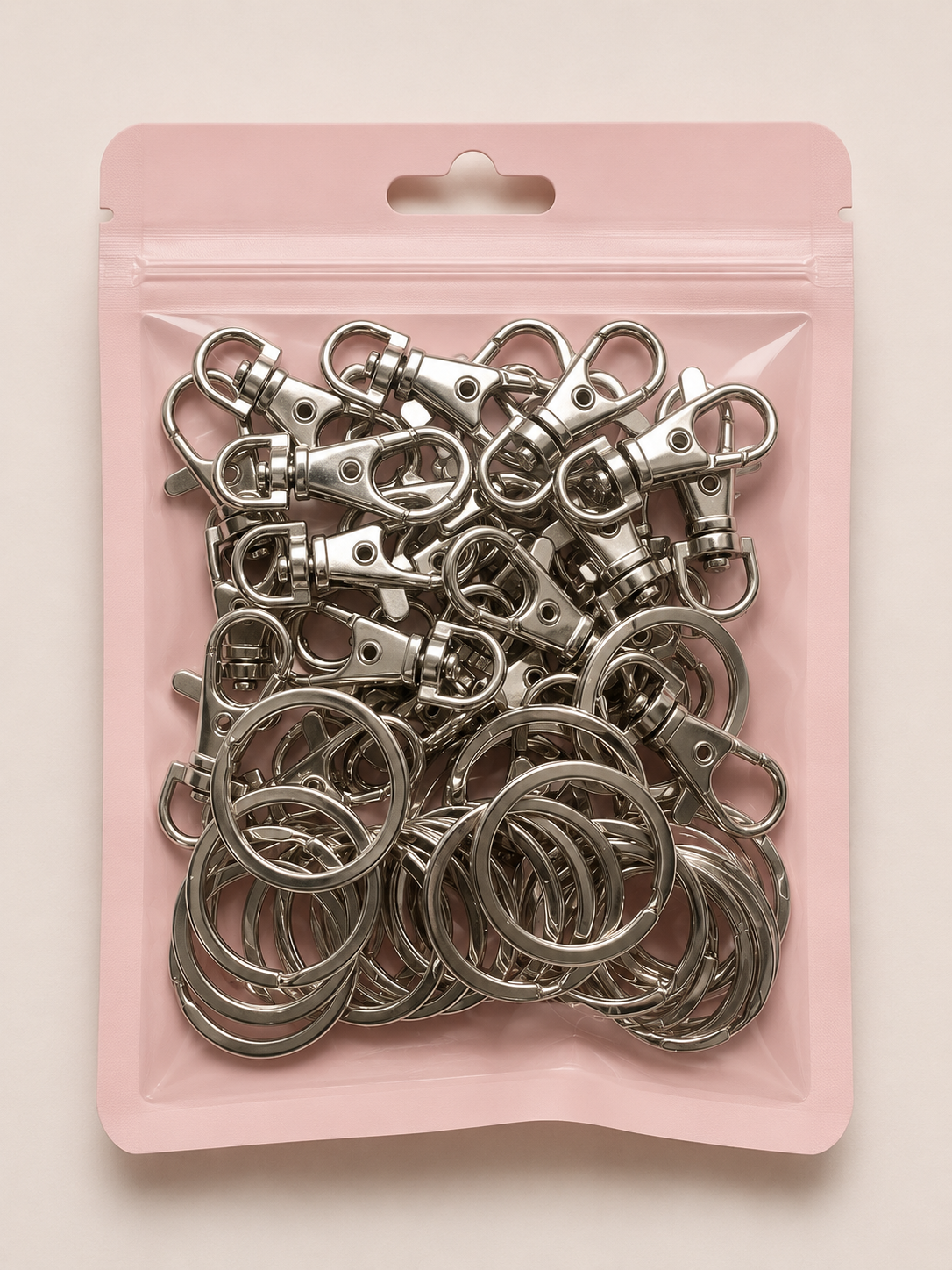 50PCS Metal Keychain Clip, 25Pcs Key Chain Rings and 25 Pcs Key Chain Clip Swivel Keychain Hook for Lanyard Jewelry DIY Craft (Silver)